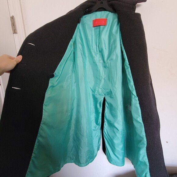 W Concept Wool Knit Double Breasted Button Long Sleeve Long Pea Coat Size Small - Picture 6 of 12